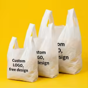 Sacs poubelles en plastique grande capacité, emballage polyéthylène haute densité (HDPE), personnalisés, imperméables, durables, Hai Ha Packaging, avec cordon de serrage, impression par tampon - Product Image 1