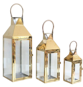Elegante Farol de Metal y Vidrio con Acabado Dorado Brillante, Faroles de Metal para Velas, Decoración del Hogar para Exteriores, Personalizado - Product Image 1