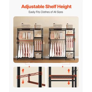 Appendiabiti a 6 livelli regolabile per carichi pesanti, capacità di carico 800 libbre, struttura in acciaio, armadio con capacità di carico 800 libbre - Product Image 5