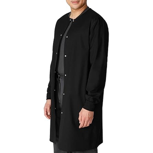 Blouse de laboratoire unisexe noire à manches longues, uniforme d'hôpital boutonné, en coton et polyester tissé, tenue de travail médicale, détection d'aiguilles, sans couture - Product Image 4