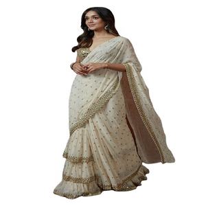 Sari de boda de último diseño para ropa de fiesta Precio disponible Ropa de fiesta India Sari Blusa Listo para mujer - Product Image 2