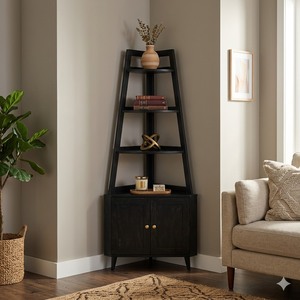 Bibliothèque en pin américain durable, étagère moderne pour salon, rangement de livres à bords lisses, étagère multi-niveaux à angle droit - Product Image 5