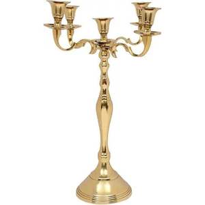 Candelabro Dorado Barroco Vintage de 5 Luces, Portavelas Metálico para Velas Cónicas, Candelabro Retro para Velas de Pilar, Ideal para Hoteles, Banquetes y Cenas Románticas - Product Image 5