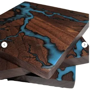 Epoxy Wood Resin Coaster Passen Sie quadratische runde Tee tasse Crystal Epoxy Wood Resin Coaster von Craftsy Home an