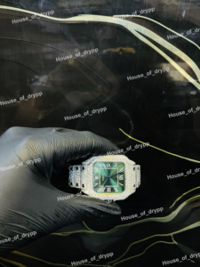 Montre automatique Hip Hop pour homme, entièrement sertie de diamants Moissanite, cadran romain vert, bracelet en acier inoxydable, style design - Product Image 4