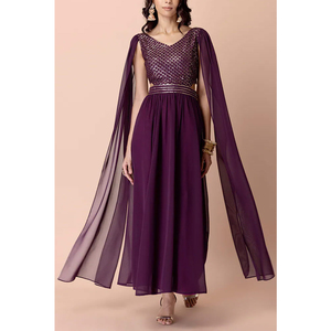 Robe de soirée élégante et luxueuse pour femme, à manches longues, taille haute, longueur maxi, pour cérémonie et événement formel - Product Image 6