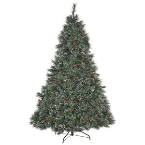 9 Cashmere and Snow Bristle Mixed Christmas <b>Tree</b> with 105 Pine Cones and 1200 Clear <b>Lights</b> UL2317 Tips Diameter 69" - Product Image 2
