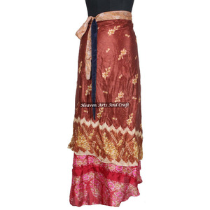 New 2026 Fashion Women's Silk <b>Wrap</b> <b>Skirt</b> Style Indian Vintage Magic <b>Wrap</b> Silk Sari <b>Skirt</b> Magic 38" Sarong Pareo Custom Latest - Product Image 3