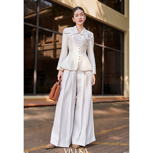 Blazer élégant blanc pour femme, à manches longues, avec peplum, anti-plis, en polyester, pour événements, affaires et bureau - <span class=keywords><strong>ELODIE</strong></span> - Product Image 2
