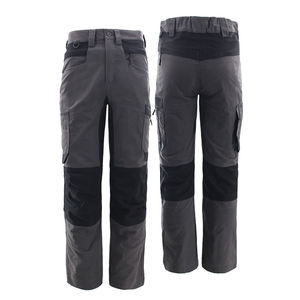 RICSA INTERNATIONAL Men's Gray Hi Visibility <b>Work</b> <b>Pants</b> <b>Black</b> Knee Patches CE Certified Polyester Abrasion Resistant Cargo Style - Product Image 1