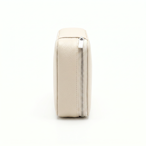 Rootsmen Custom Cream Textured Leather Hanging Large Waterproof Soft Lightweight Travel <b>Makeup</b> Bag Zipper Cosmetic Pouch Women - Product Image 2