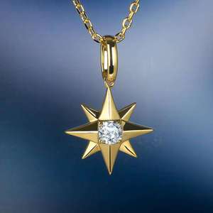 Colgante de Estrella con Diamante de Corte Princesa en Engaste de Bisel, Chapado en Oro de 18K, Aleación, Joyería Unisex, Regalo - Product Image 1