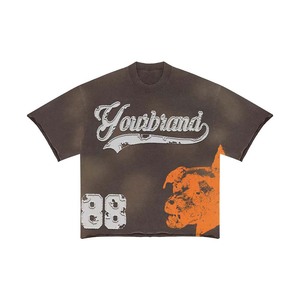 240 GSM Premium Cotton Women Cropped <b>T</b> Shirt Black Orange Vintage Puff Print DTG Skull Graphic Custom Logo Breathable - Product Image 5