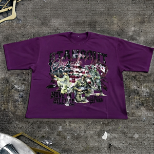 T-shirt graphique vintage surdimensionné pour homme, 100% coton, streetwear, vert délavé, coupe ample, impression personnalisée, OEM ODM - Product Image 3