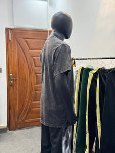 T-shirts pour hommes en coton délavé, matière respirante, coupe oversize, style décontracté, manches courtes, col rond. - Product Image 3