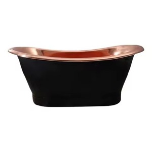 Bañera de Cobre Verde Oliva con Patas de Latón, Diseño Decorativo, Acabado Pulido y Coloreado - Product Image 1