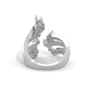 Pink Pearl Wrap <b>Ring</b> Clear Stone Fine Jewelry <b>Statement</b> Band for Women Party Gift - Product Image 4