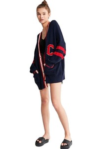 Women's Knitted <b>Cardigan</b> Long Sleeve V-Neck Preppy Style Simple Solid Thick Wool/Acrylic <b>Button</b> Closure Drop Shoulder Sleeve - Product Image 5
