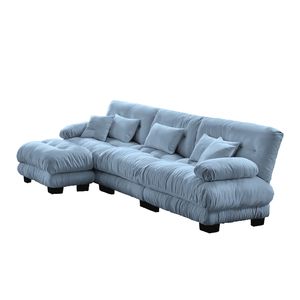 Divano Modulare a L di Lusso Oversize con Seduta Profonda e Pouf Convertibile per Soggiorno - Product Image 6