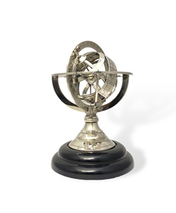 Decorative Brass Armillary Zodiac Sphere Rotating Vintage <b>Globe</b> Accent - Product Image 3