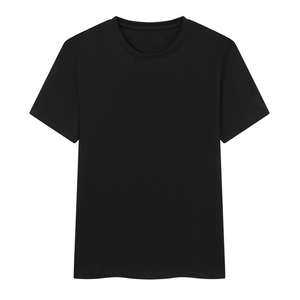 Camiseta de Cuello Redondo Azul Marino para Hombre, Manga Corta, Corte Regular, Informal, Color Sólido, Tejido de Punto Jersey de Algodón - Product Image 3