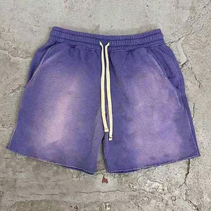 กางเกงขาสั้นผ้าฝ้ายฟอกสีสไตล์วินเทจ พิมพ์โลโก้ตามสั่ง ผลิตจากโรงงาน ผ้าเฟรนช์เทอร์รี่ทรงโอเวอร์ไซส์ ขายส่งจำนวนมาก - Product Image 5