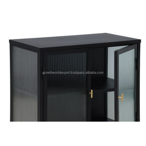 Prix de gros Armoire de rangement en fer avec 2 portes en couleur noire Planche latérale pour salon Meubles de style vintage chambre à coucher 2025 - Product Image 4