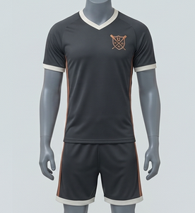Conjunto de Uniforme de Fútbol, Camiseta de Manga Corta y Pantalones Cortos, Cuello en V, Malla Transpirable, Ropa Deportiva para Todas las Temporadas, Talla Adulto - Product Image 3