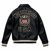Veste en cuir Avirex de qualité supérieure, broderie streetwear, cuir de vache véritable, veste bomber pour homme pour l'hiver