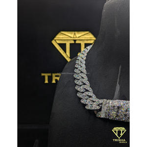 Collier tendance en moissanite et argent sterling 925, style cubain, bijoux de mode pour hommes et femmes par Trisha Jewels - Product Image 3