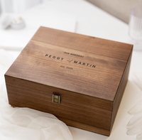 Caja de Joyería de Madera con Gran Capacidad de Almacenamiento, Diseño Tradicional Ligero, Grabada con Láser, con Tapa y Foto Personalizada para Guardar Recuerdos
