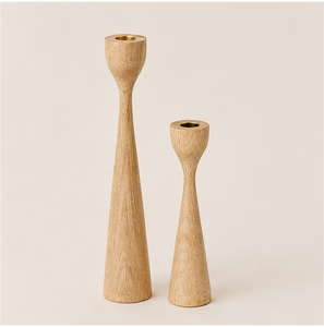 Scandinavian Style Solid Oak Wooden <b>Candle</b> Holder <b>Set</b> Minimalist Mid Century Modern Taper Wood Candlestick Holder For Wedding - Product Image 1