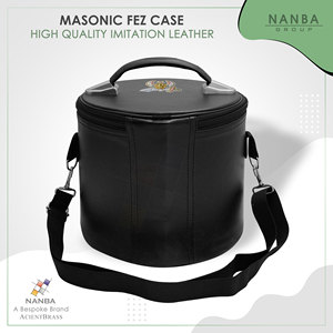 Étui pour fez maçonnique Shriner du Groupe NANBA, en cuir noir, avec emblème brodé à la main, fait main, léger, fermeture éclair, personnalisable - Product Image 3