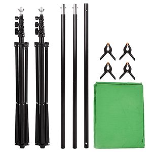 Kit de Soporte para Fondo de Fotografía de Muselina Verde de 6.56 x 9.85 pies con Bolsa de Transporte para Estudio de Foto y Video - Product Image 1
