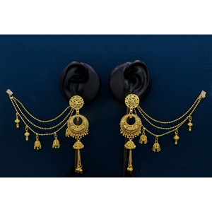 Conjunto de aretes chapados en oro indio Floral multicapa nupcial Jhumka Jhumki conjunto de pendientes fabricante indio joyería para mujer - Product Image 1