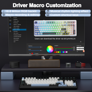 Clavier mécanique sans fil AULA F99 RGB rétroéclairé PROUSB, tri-mode, à touches remplaçables à chaud, structure de pavé personnalisée, clavier de projection pour PC/tablettes - Product Image 3