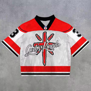 T-shirt de sport vintage personnalisé, coupe ample et carrée, en maille de polyester respirante, impression sérigraphique, jersey épais pour homme - Product Image 5