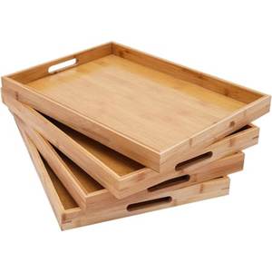 Bandeja de Servir de Madera Hecha a Mano de Primera Calidad, Bandeja Decorativa de Madera Natural para Desayuno, Café, Té, Aperitivos, Frutas y Mesa de Comedor - Product Image 1