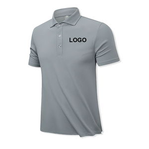 Chemise pour homme en tricot jaune, spandex/polyester, manches courtes, couleur unie, respirante, coupe décontractée, logo brodé sur le devant - Product Image 3