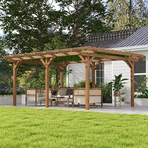 Gazebo in Alluminio da Esterno 3,6x4,8m con Struttura Stabile in HDPE e Legno, Ideale per Giardino, Patio, Terrazzo e Pergolato per Viti - Product Image 2