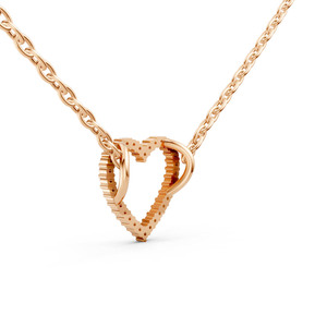 Collar con colgante de corazón de diamantes en oro rosa de 18 quilates, corte brillante redondo, artículo de alta demanda. - Product Image 3