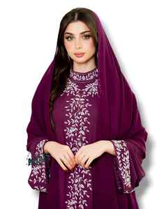 Ensemble 2 pièces de luxe AWAIS HOUSE pour femmes musulmanes, robe longue en velours uni perlé, coupe trapèze, pour soirée/formelle - Product Image 6