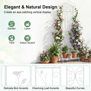 Traliccio da Giardino in Metallo per Esterni 75 x 20 Pollici con Ripiano Inferiore Pieghevole per Piante Rampicanti - Product Image 6
