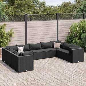 Conjunto de Muebles de Jardín de Ratán Sintético Negro para Decoración de Patio - Product Image 1