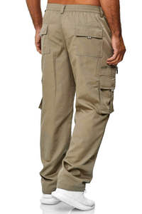 Pantalones Cargo Jaffico International para Hombre, Color Sólido, Ecológicos, 100% Algodón Tejido, Ligeros, Pierna Ancha, Cintura Elástica, Cierre de Cremallera - Product Image 3