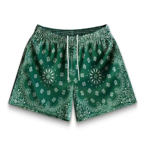 Men's Paisley Print Front Logo Drawstring Shorts <b>Black</b> White Casual Breathable Quick Dry - Product Image 4
