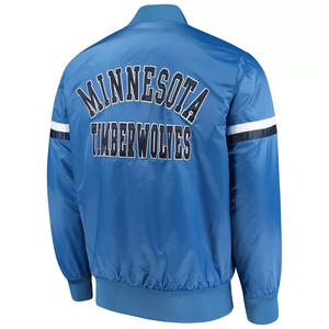 Veste universitaire personnalisée en satin bleu roi pour homme, avec logo de mascotte d'équipe, veste bomber, uniforme de baseball en gros - Product Image 2