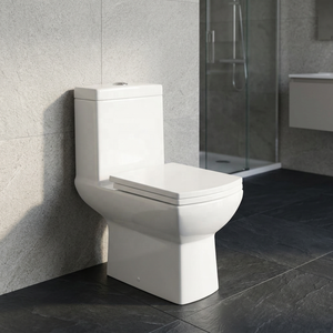 Inodoro de cerámica de una pieza con descarga por arrastre y sifón en S, modelo Luxury Square Bowl, para decoración de baños de hoteles modernos. - Product Image 5