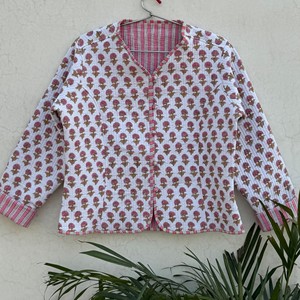 Women Quilted Cotton <b>Jacket</b> Floral Print Full Sleeve <b>Mandarin</b> <b>Collar</b> Spring Outerwear Full Sleeve Eco Friendly Outerwear - Product Image 6