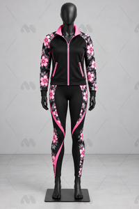 Ensemble de vêtements de sport à imprimé floral pour filles, veste de sport, soutien-gorge de sport, leggings, jupe, sac à dos, tenue de pratique de danse - Product Image 4